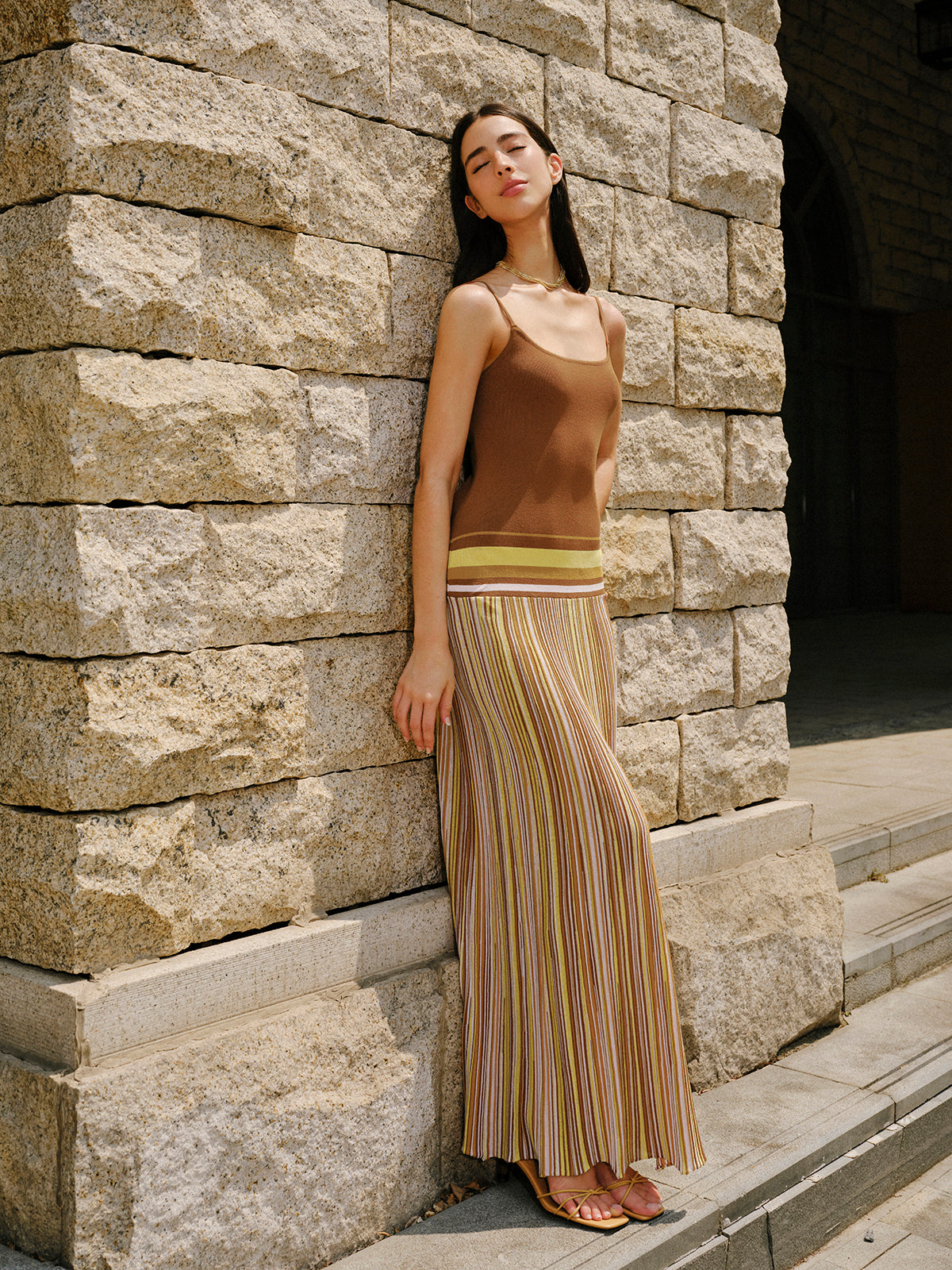 Striped Knit Cami Dress