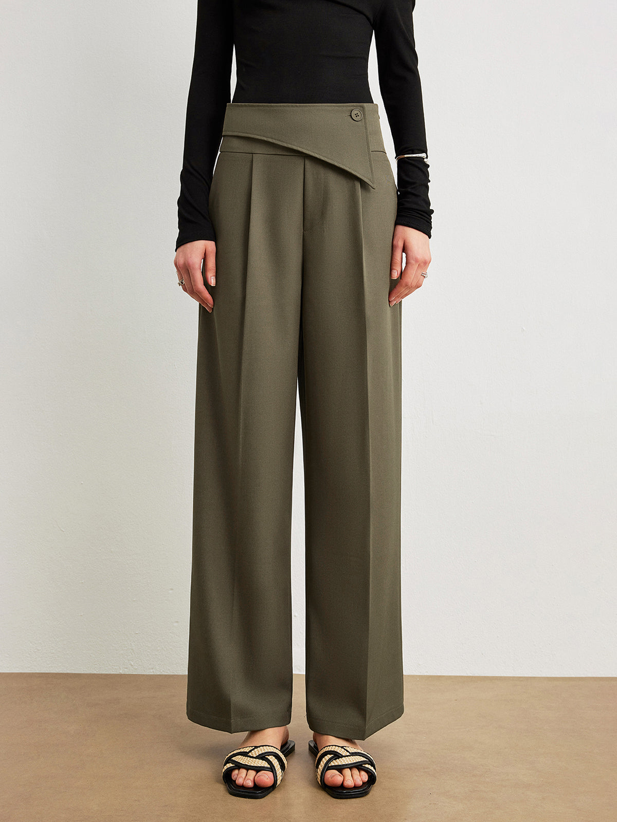 Mid-Waist Asymmetrical Design Pants