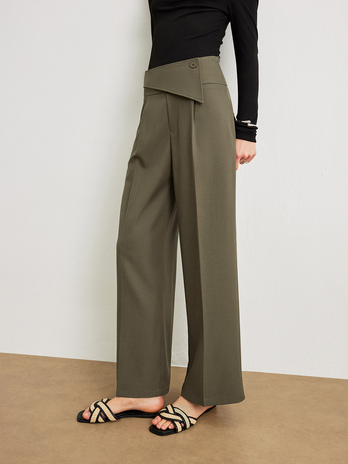 Mid-Waist Asymmetrical Design Pants