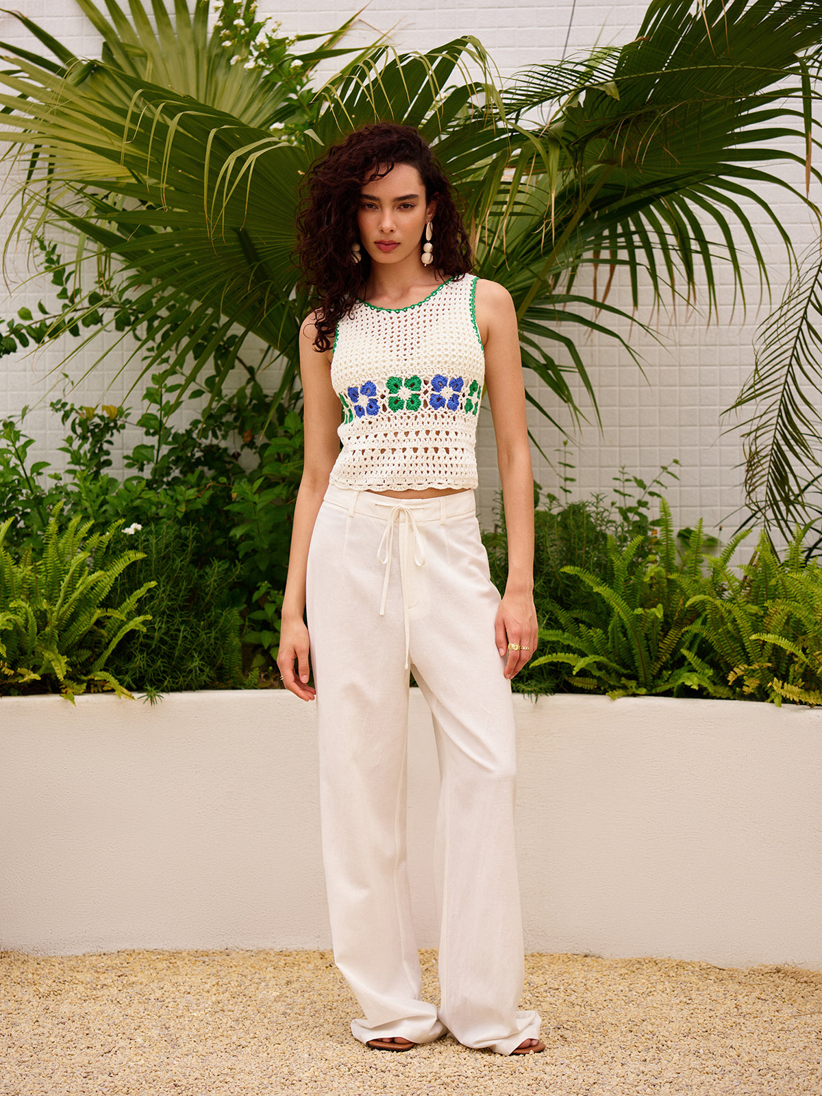 Floral Crochet Sweater Vest