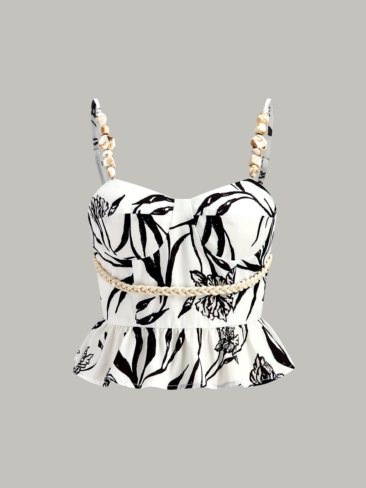 Floral Print Peplum Top With Shorts Set