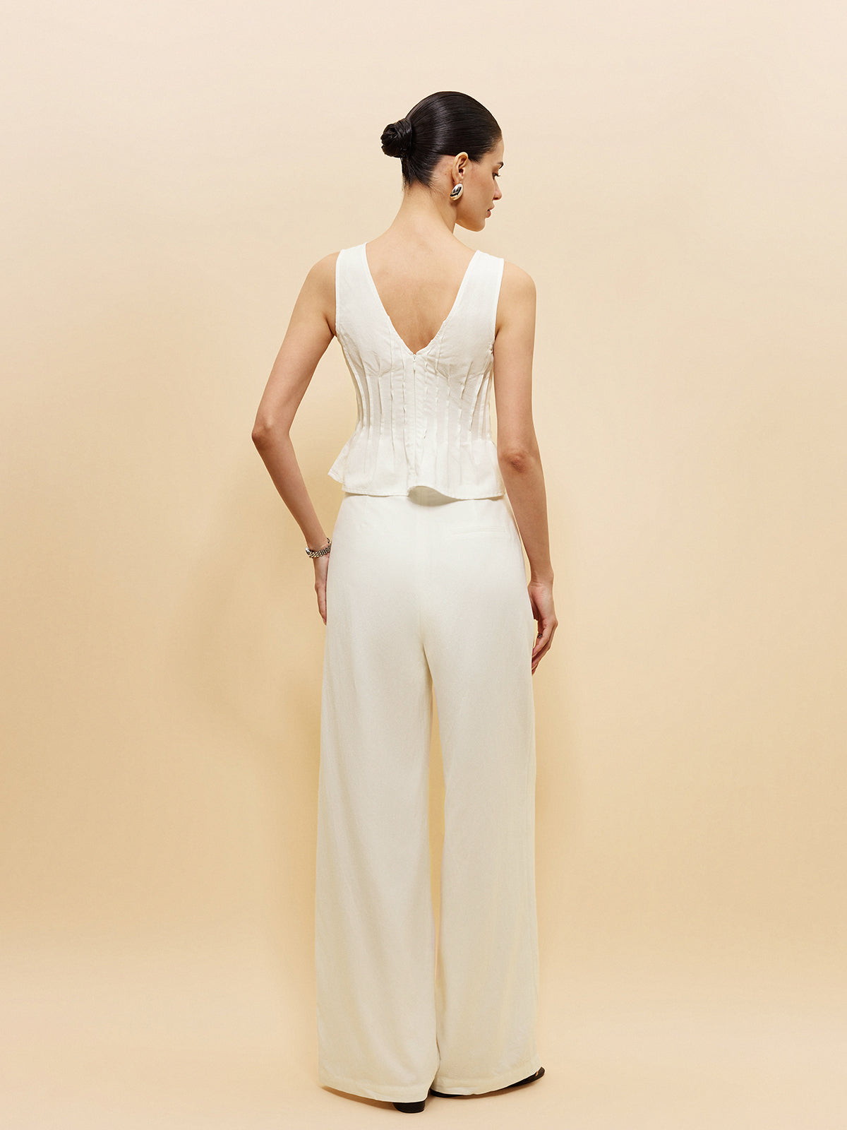 Peplum Top With Wide-Leg Pants Set