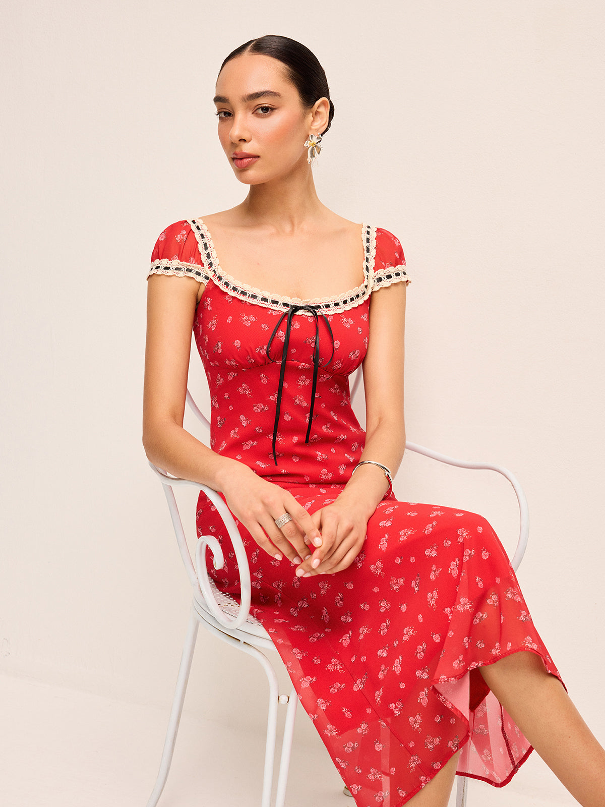 Tie-Back Floral Dress