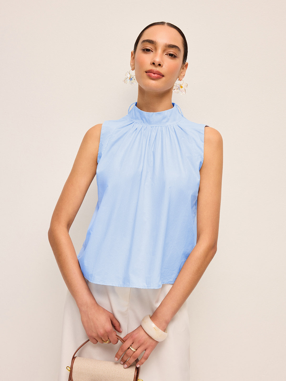 Oversized Bow Neck Sleeveless Top