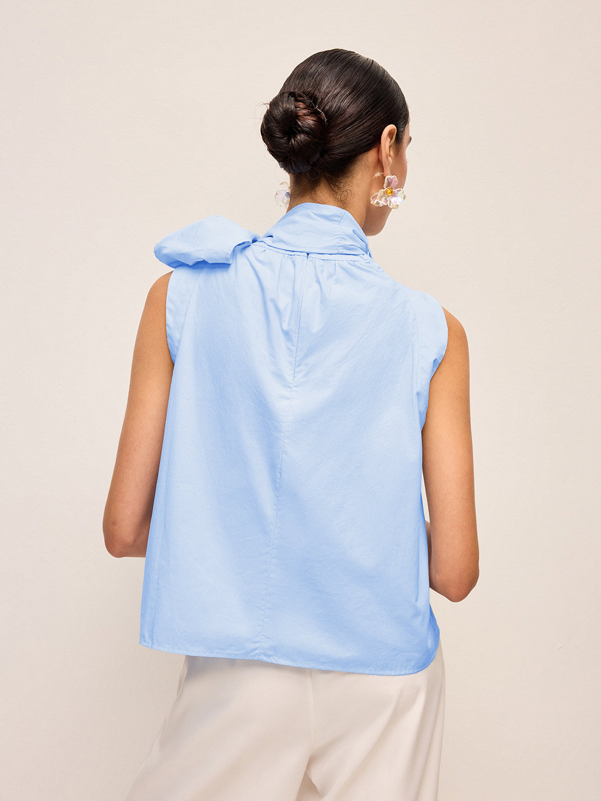 Oversized Bow Neck Sleeveless Top