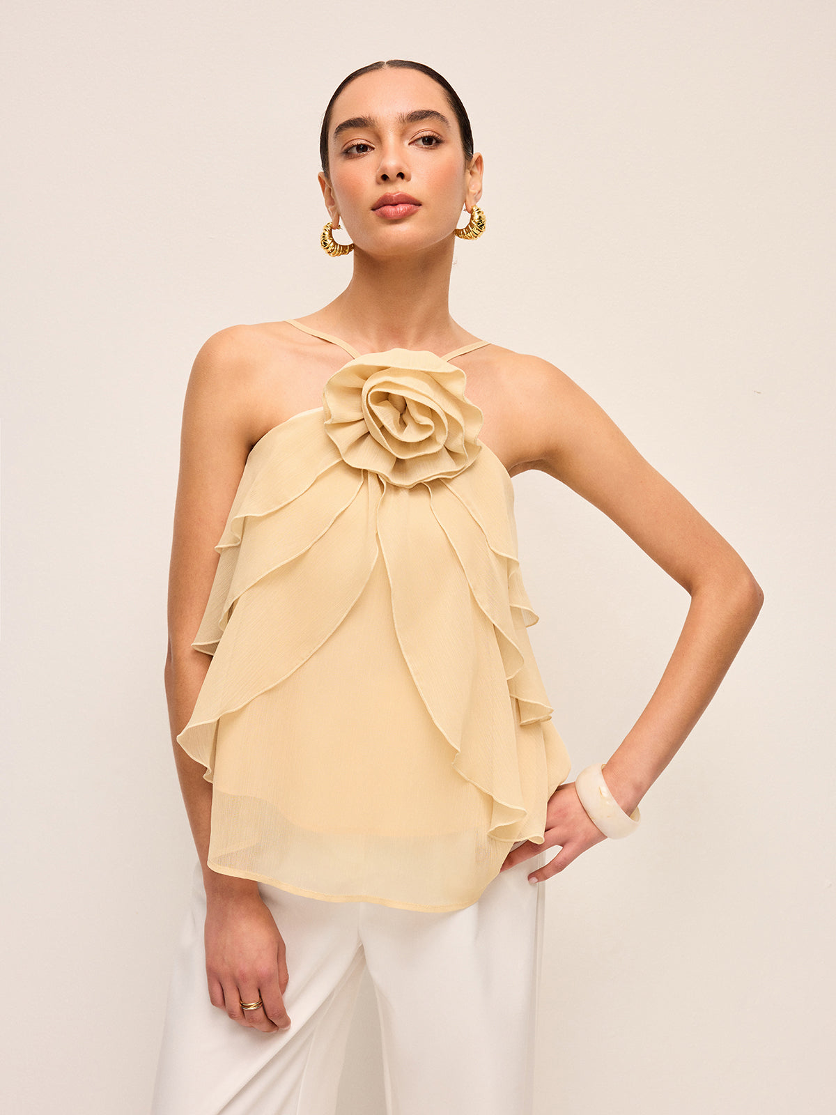 Floral Ruffle Halter Top