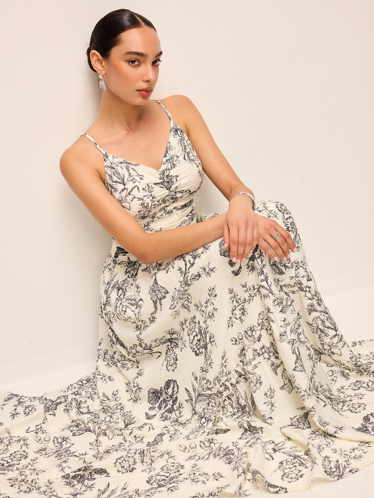 Floral Print Ruched Cami Dress