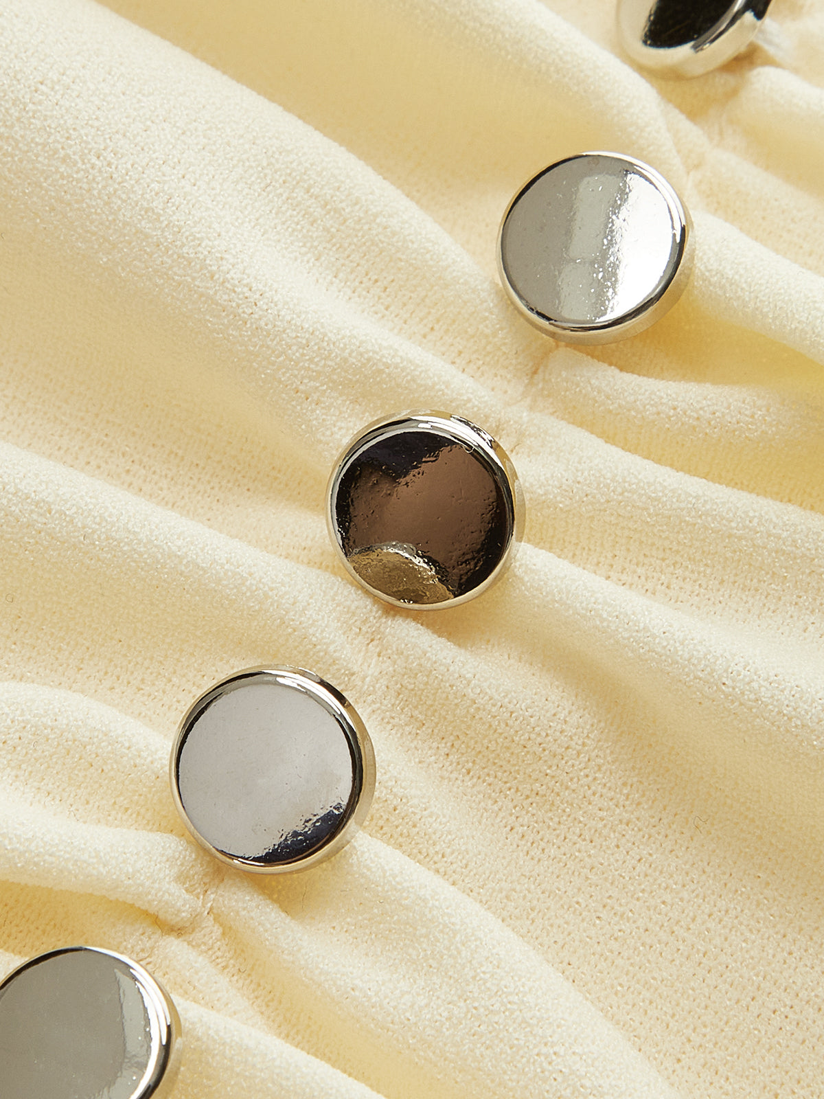 V-Neck Ruched Waist Decor Button Crop Blouse