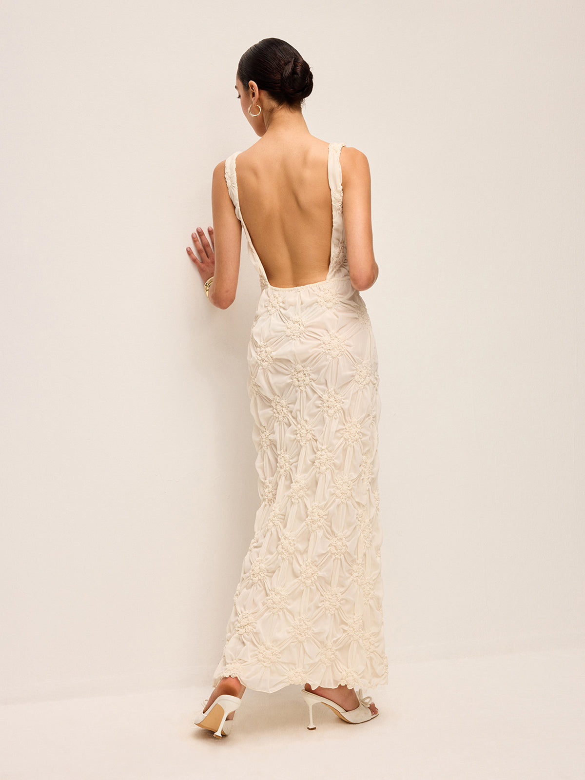 Elegant Embroidered Slit Maxi Dress
