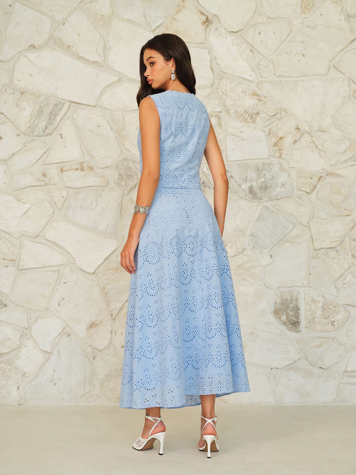 Eyelet Pattern Maxi Skirt