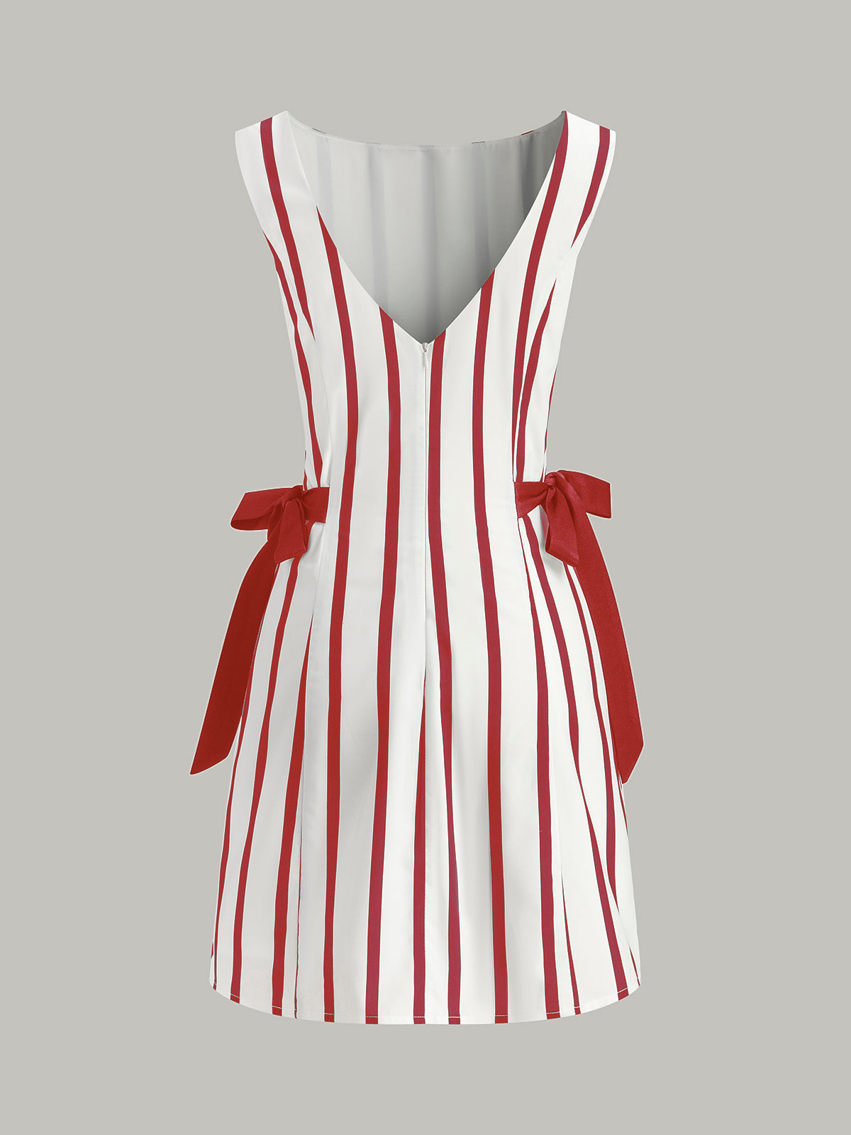Striped Backless Dual-Sided Bow Zipper Dress