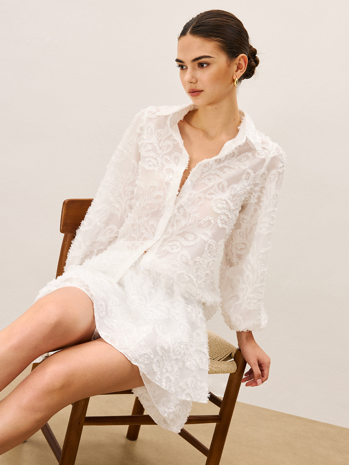 Sheer Embroidered Skirt Set