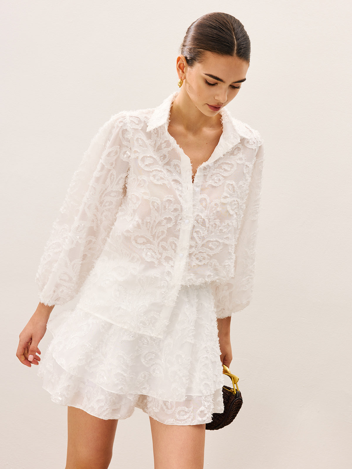 Sheer Embroidered Skirt Set