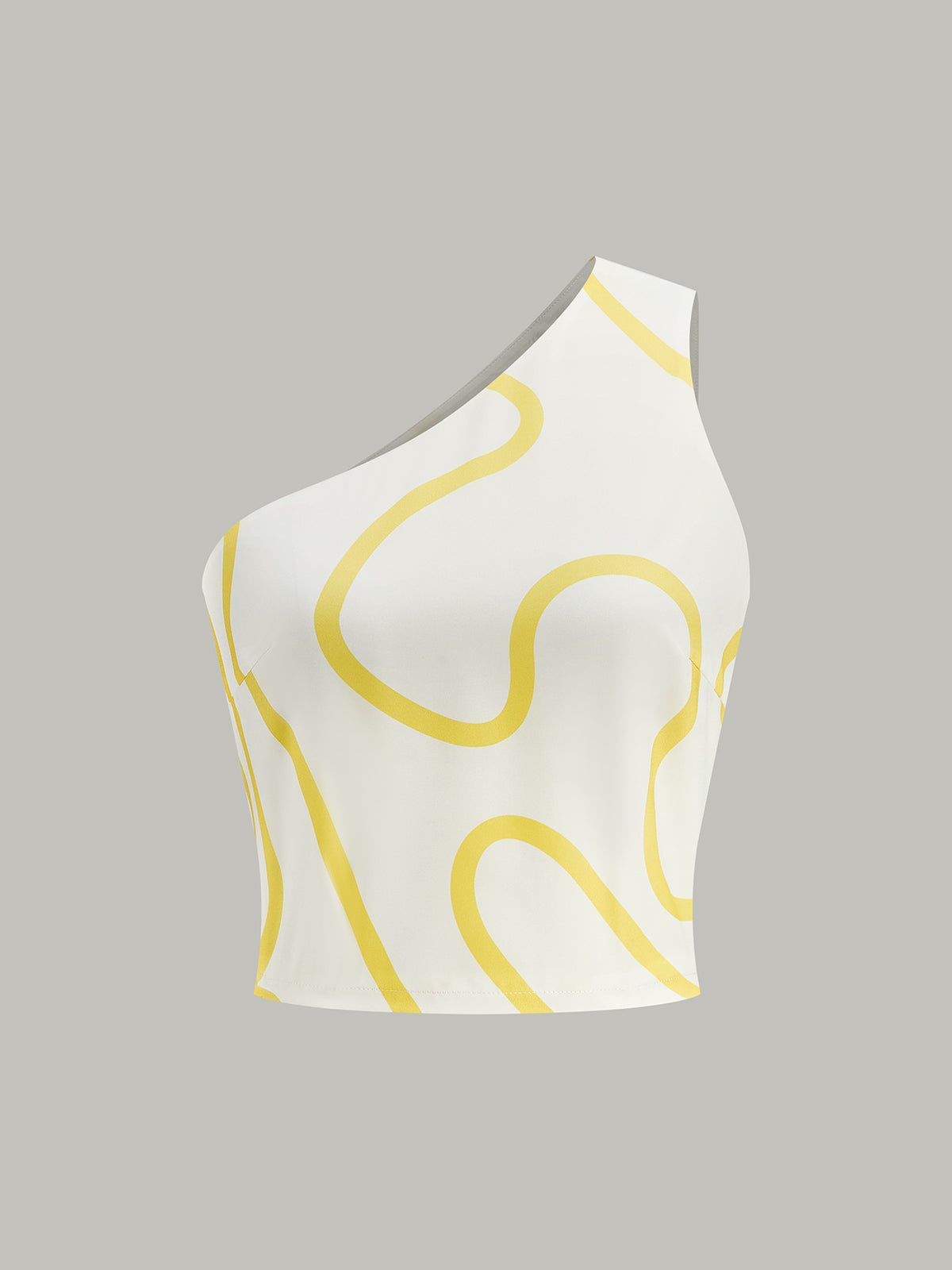 One-Shoulder Abstract Print Crop Top and Tiered Maxi Skirt Set