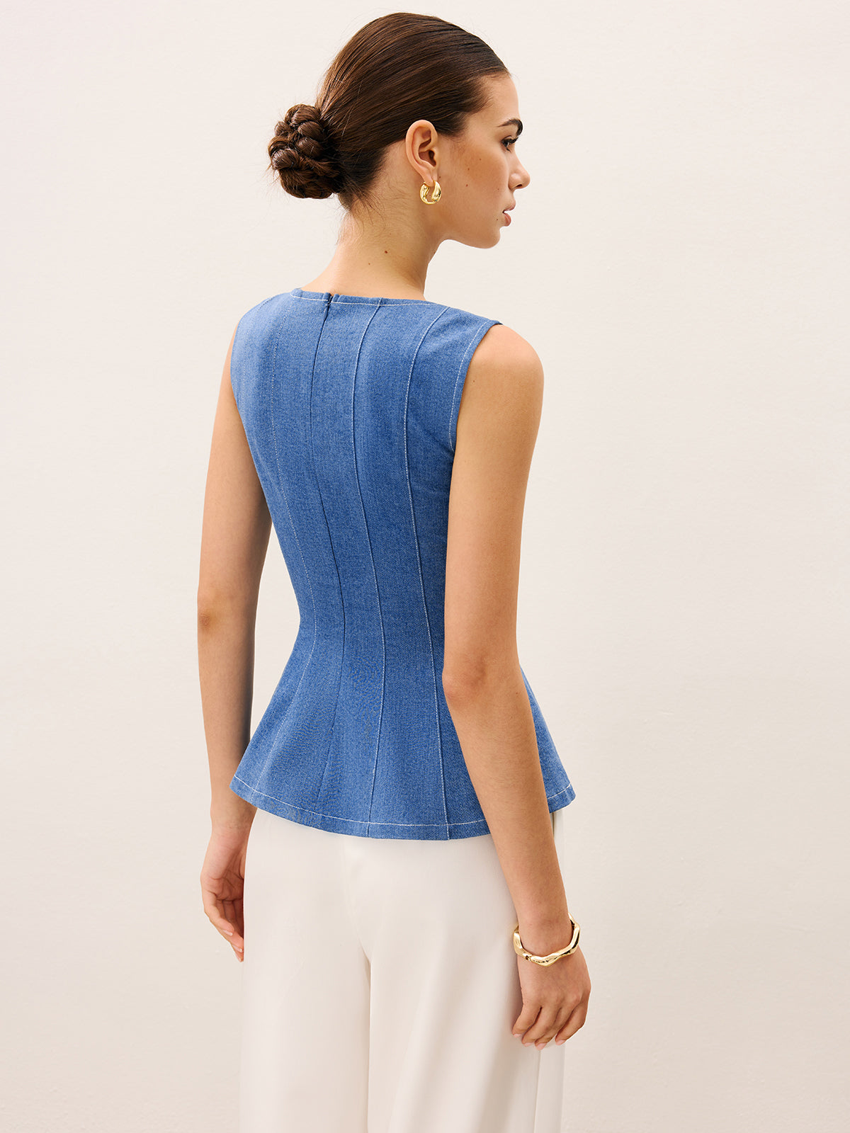 Denim Peplum Top