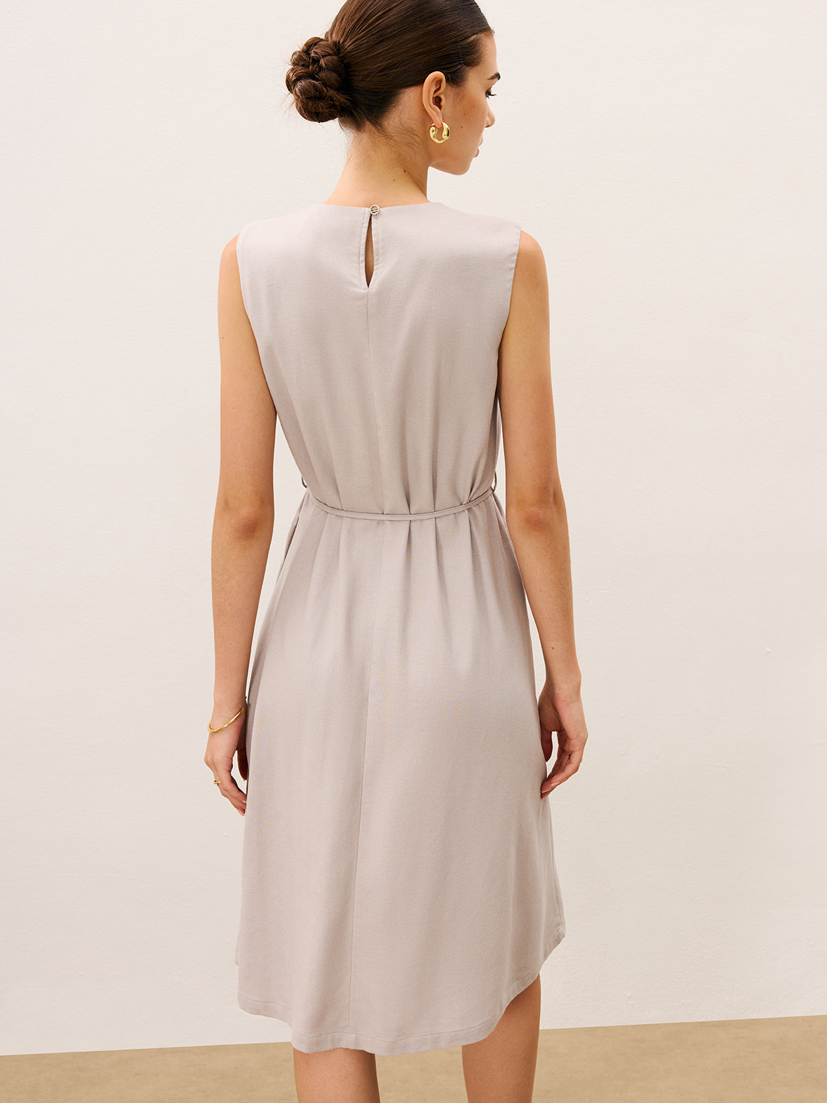Sleeveless Tie Detail Midi Dress