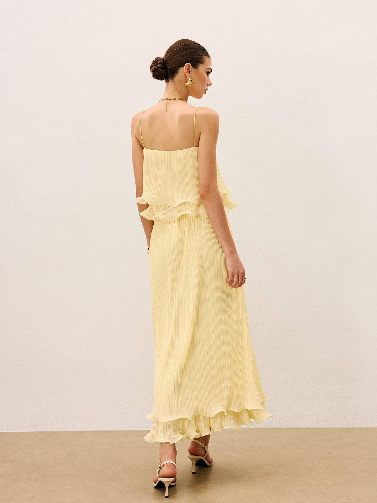 Pleated Layered Ruffle Skirt Set