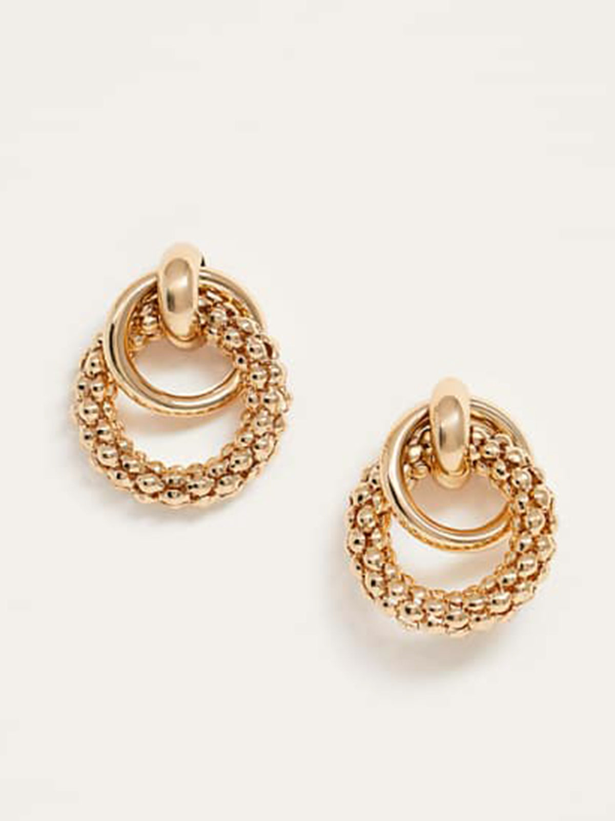 Golden Beaded Hoop Earrings