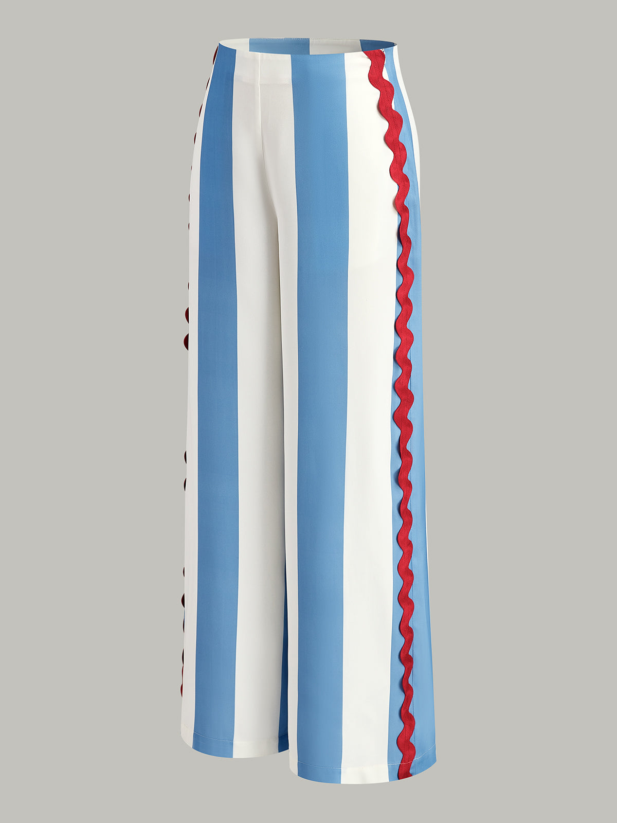 Striped Pocketed Pants with Ric-Rac Trim