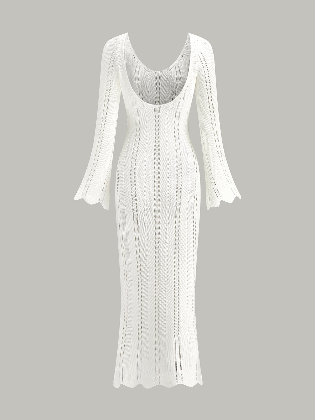 Hollow Ruffle Slim Maxi Sweater Dress