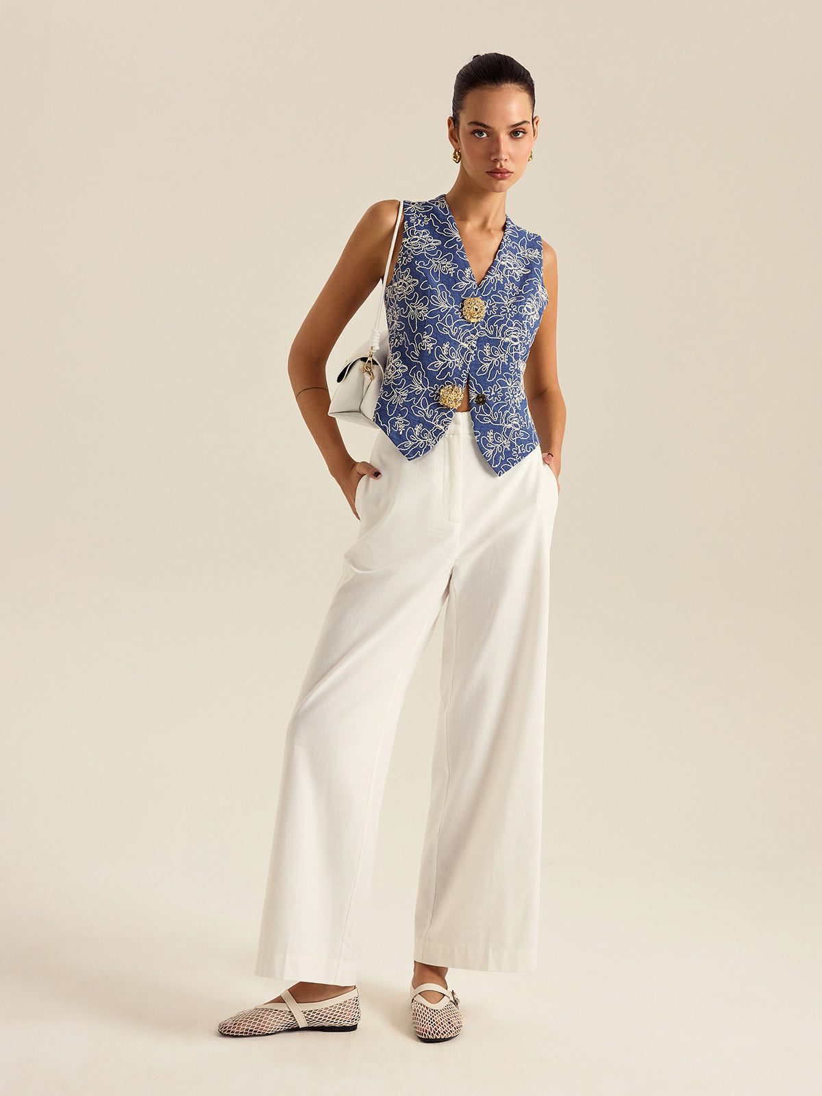 Floral Embroidered Vest