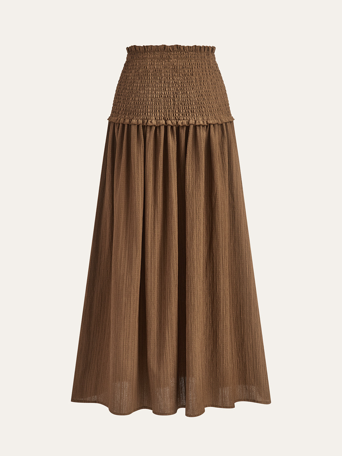 Puff-Sleeve Crop Top and Smocked-Waist Midi Skirt Set