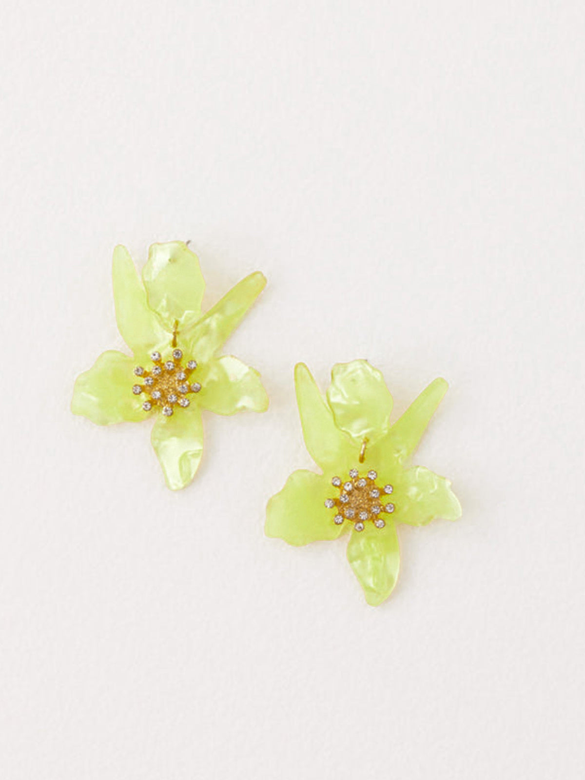 Flower-Shaped Earrings With Rhinestone Detail