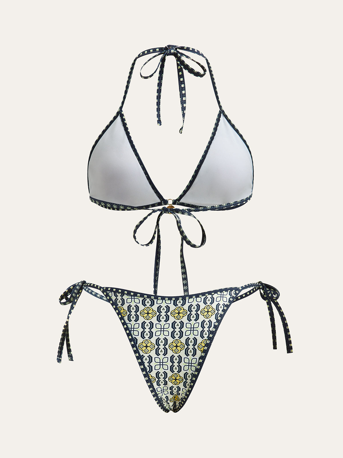 Patterned Halter Bikini Set