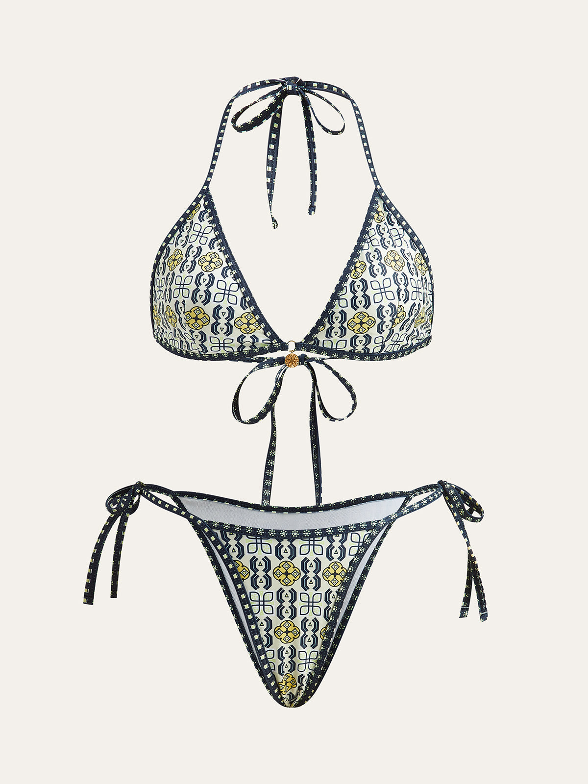 Patterned Halter Bikini Set