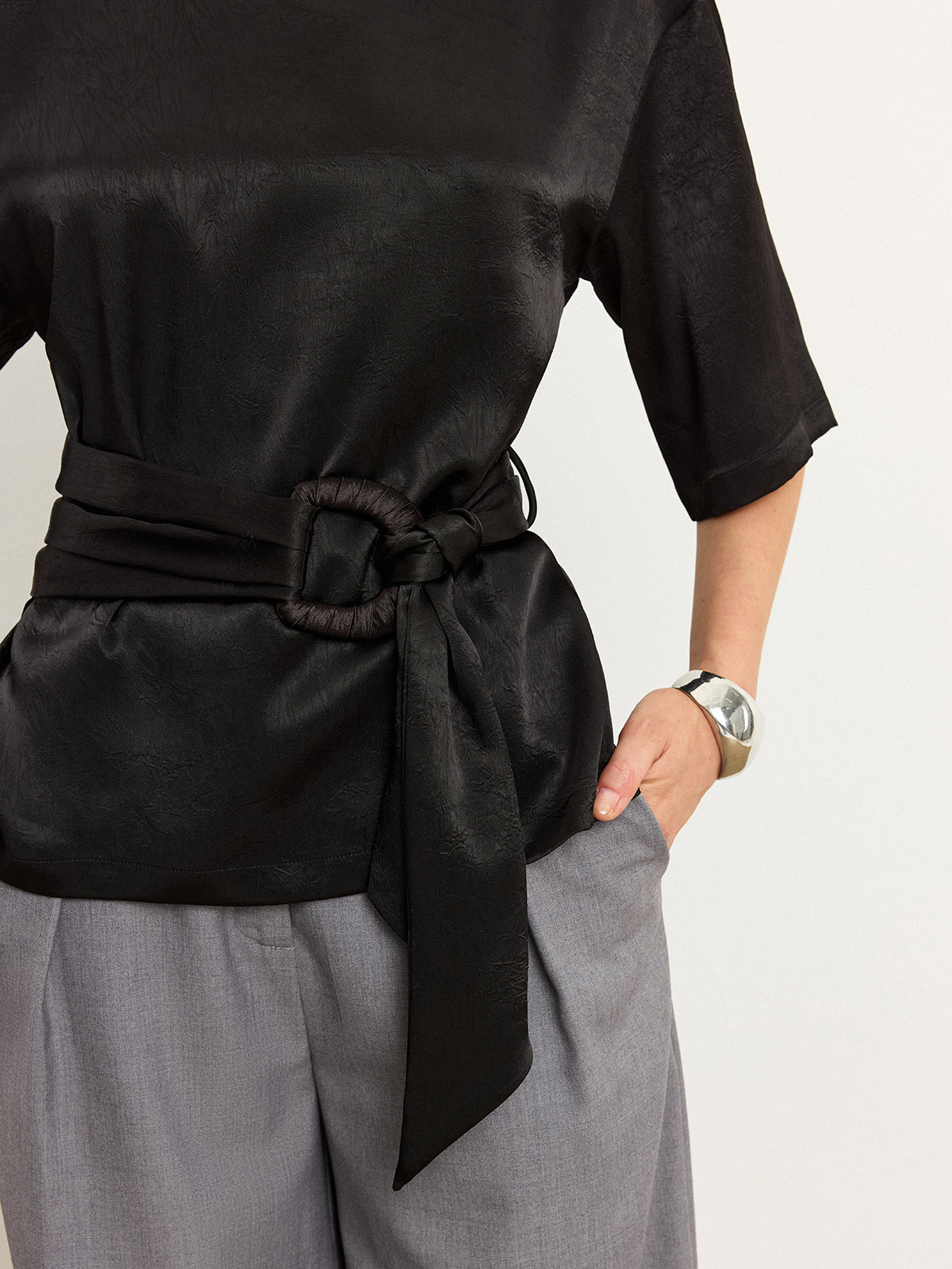 Belted Satin T-Shirt