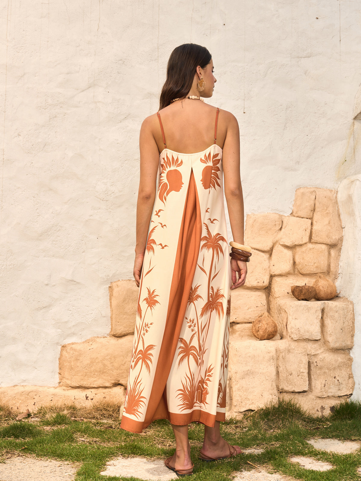 Contrast Panel Boho Print Cami Dress