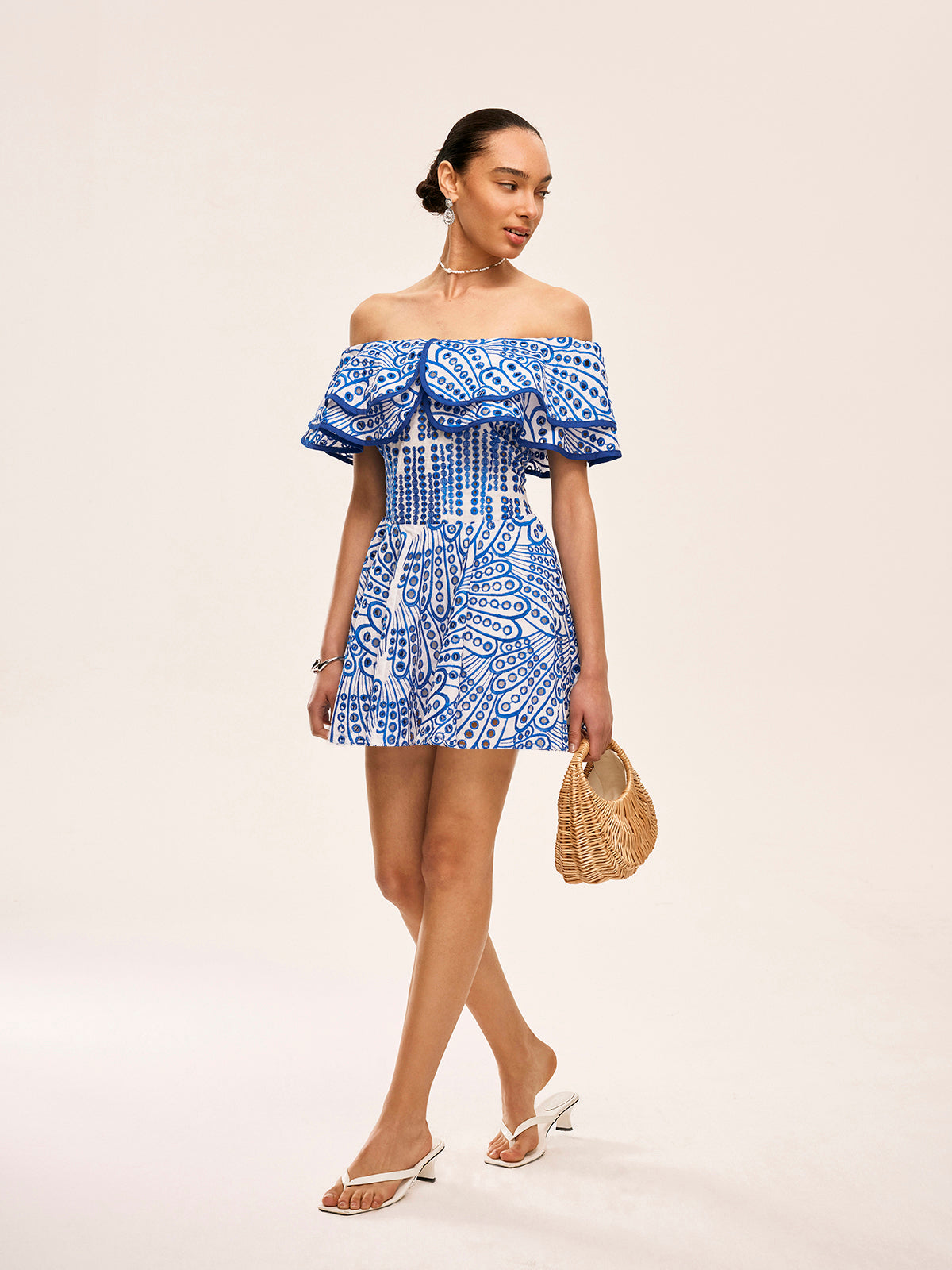 Semi-Sheer Off-Shoulder Ruffled Dress