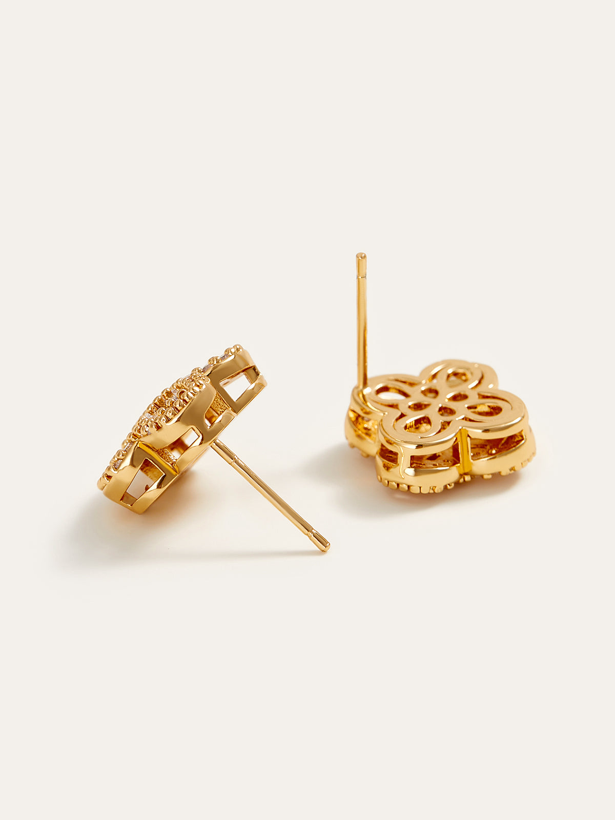 Golden Baguette Crystal Flower Earrings