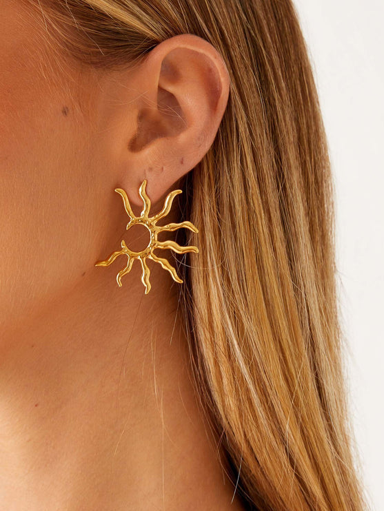 Sunburst Golden Stud Earrings