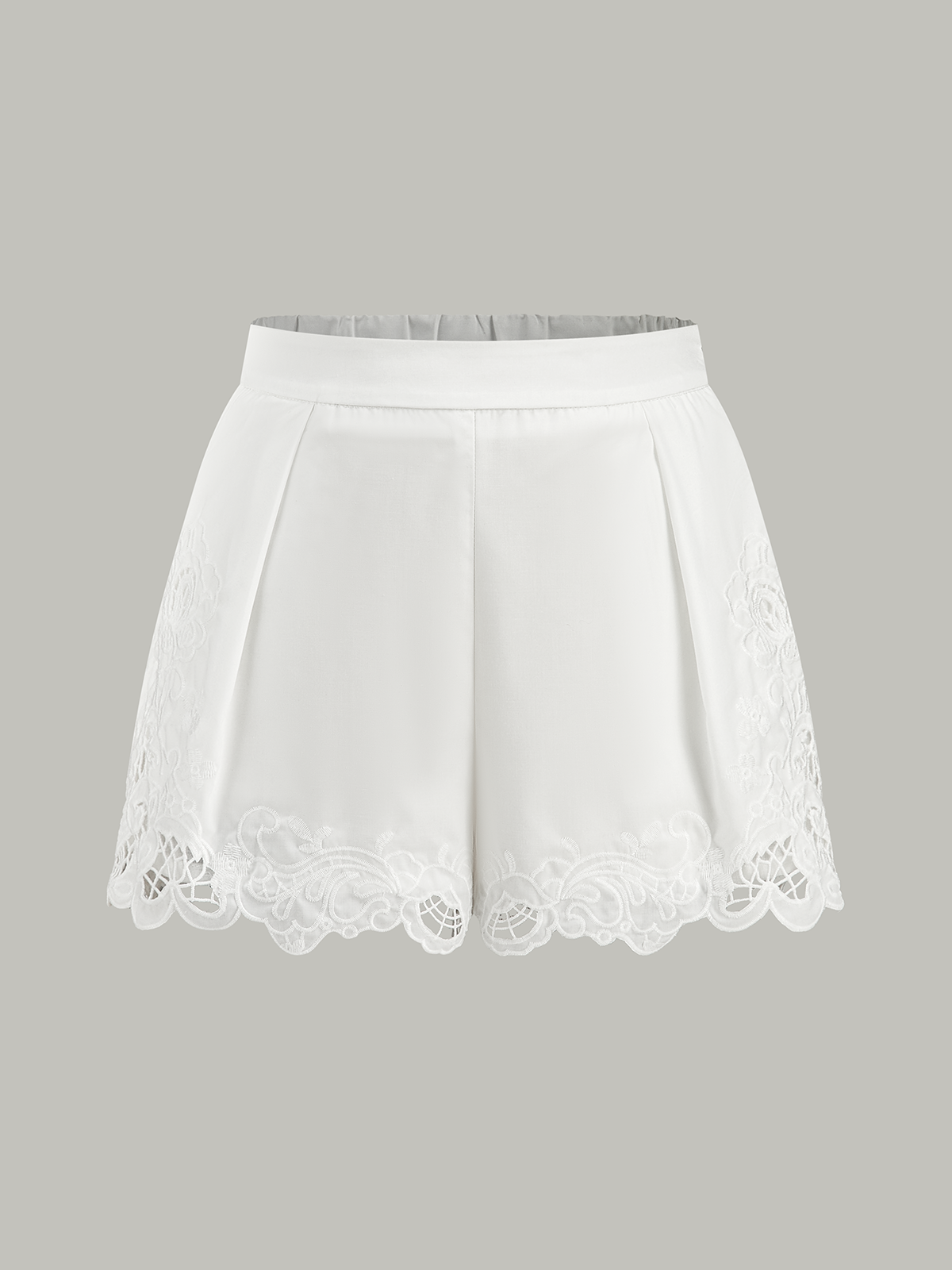 Lace Trim High-Waist Shorts