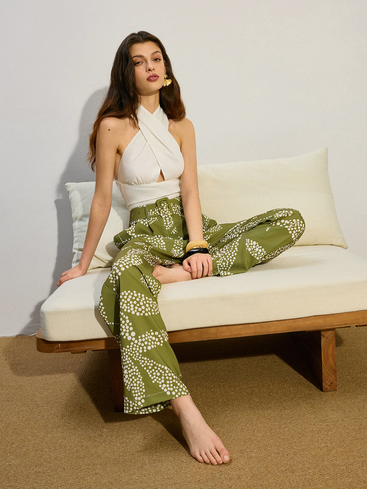 Printed Mid-Rise Thin Pants
