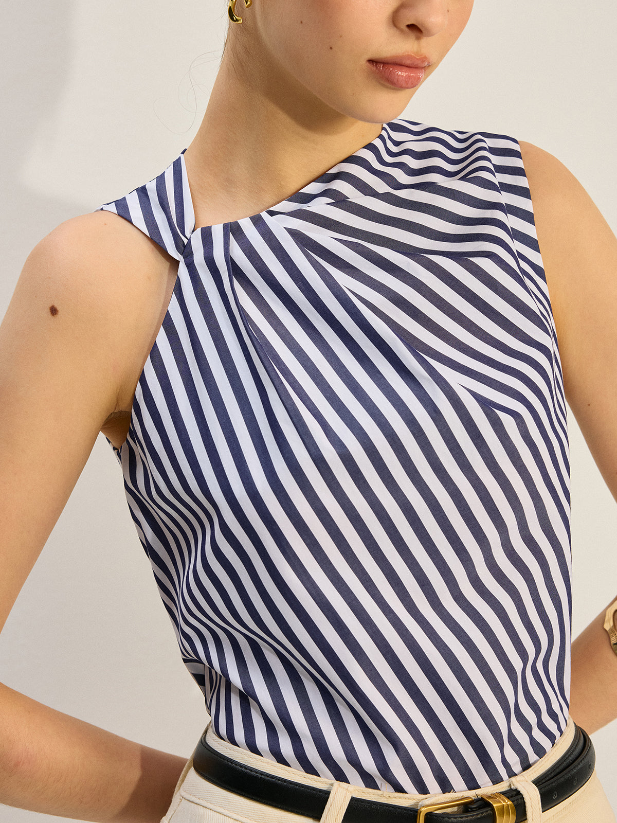 Striped Knotted Tank Top