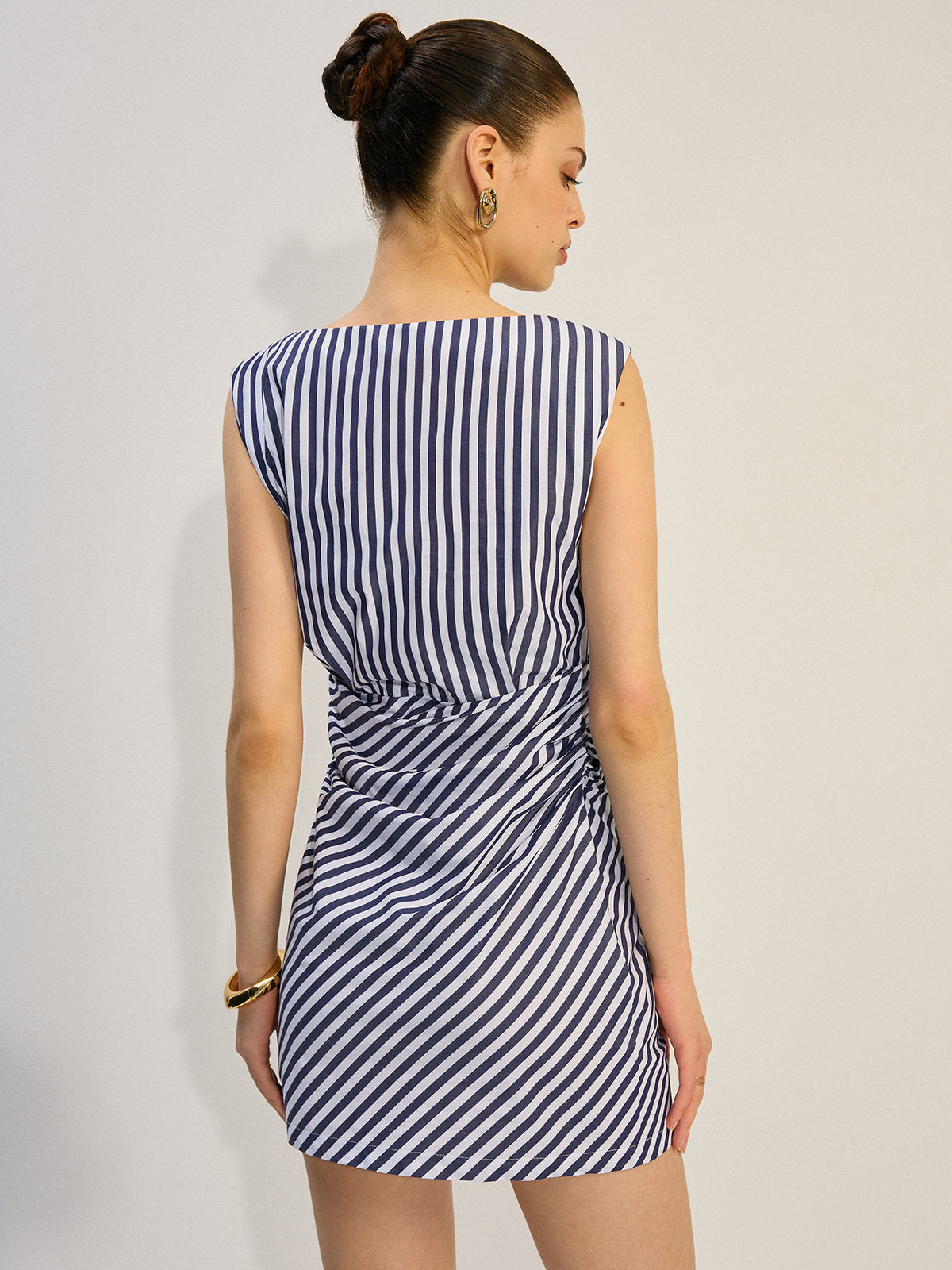 Striped Ruched Mini Dress