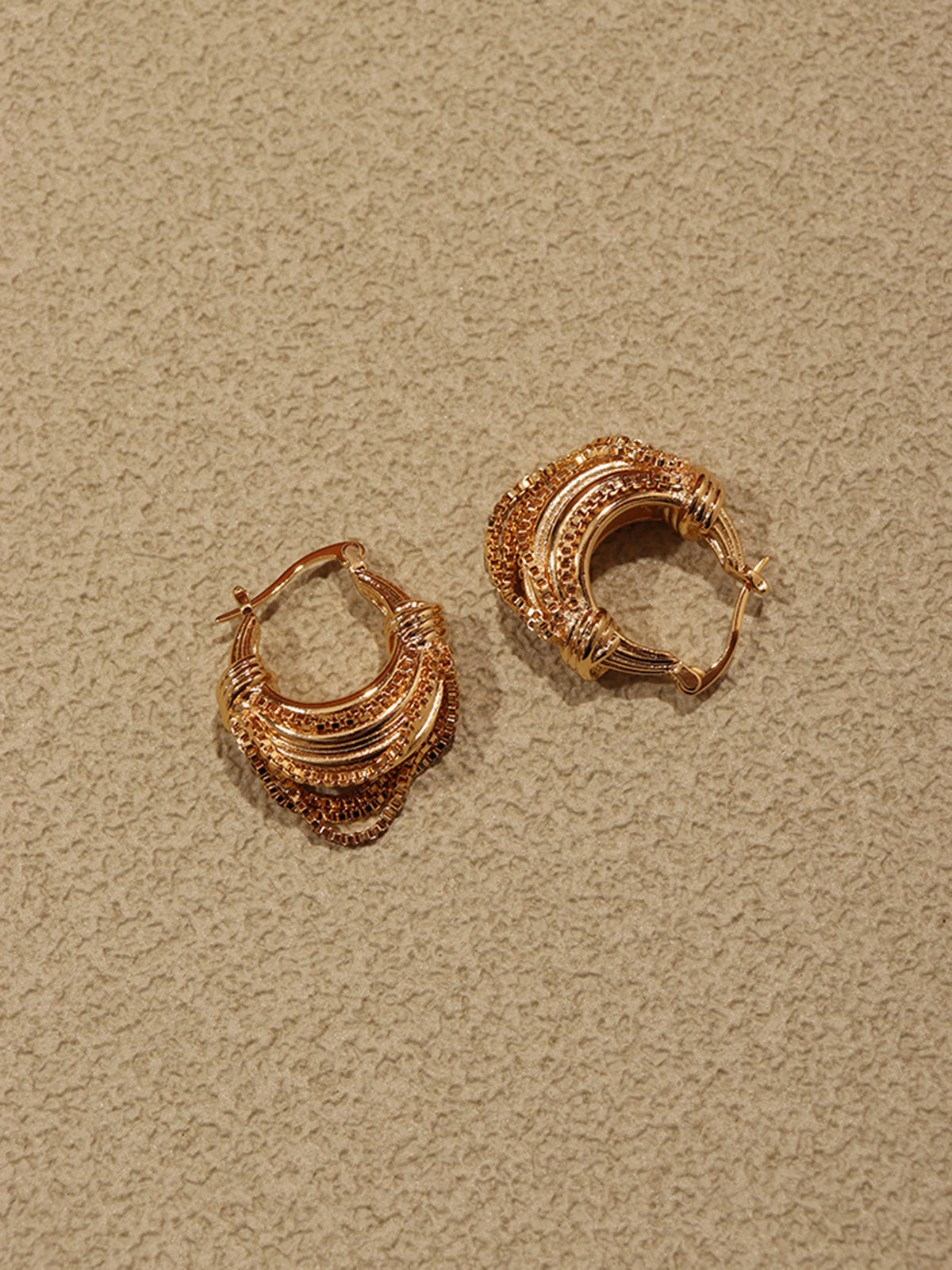 Golden Multi-Layered Hoop Earrings