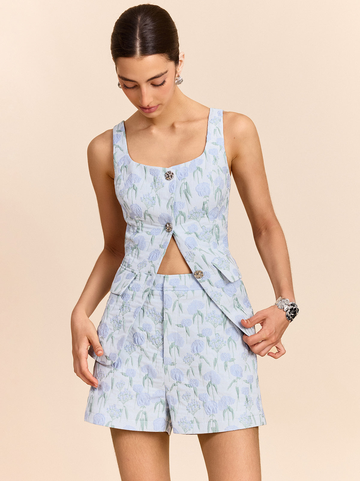 Floral Jacquard Vest