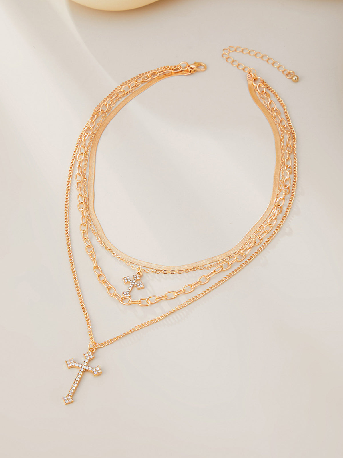 Cross Pendant Layered Necklace