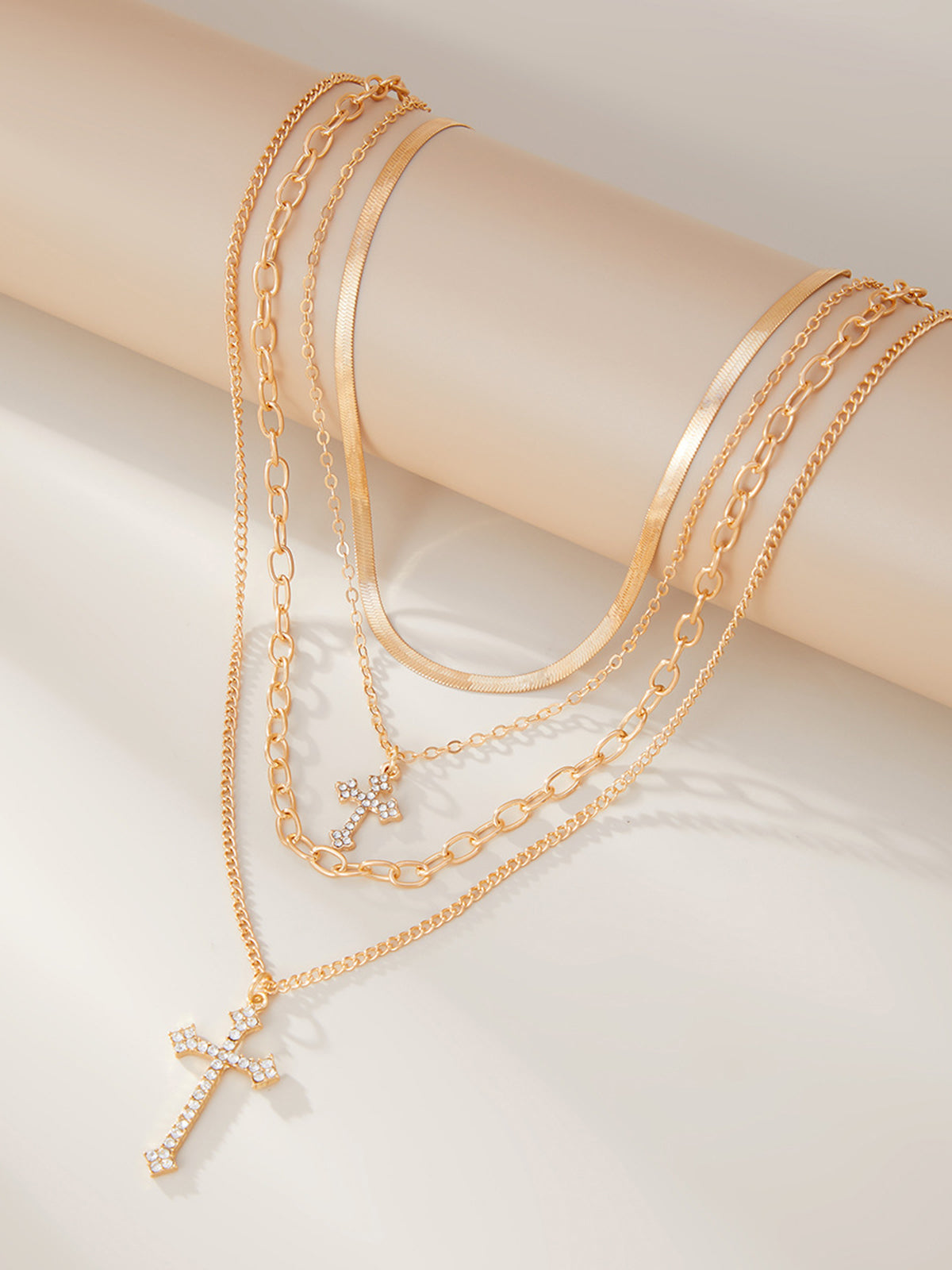 Cross Pendant Layered Necklace