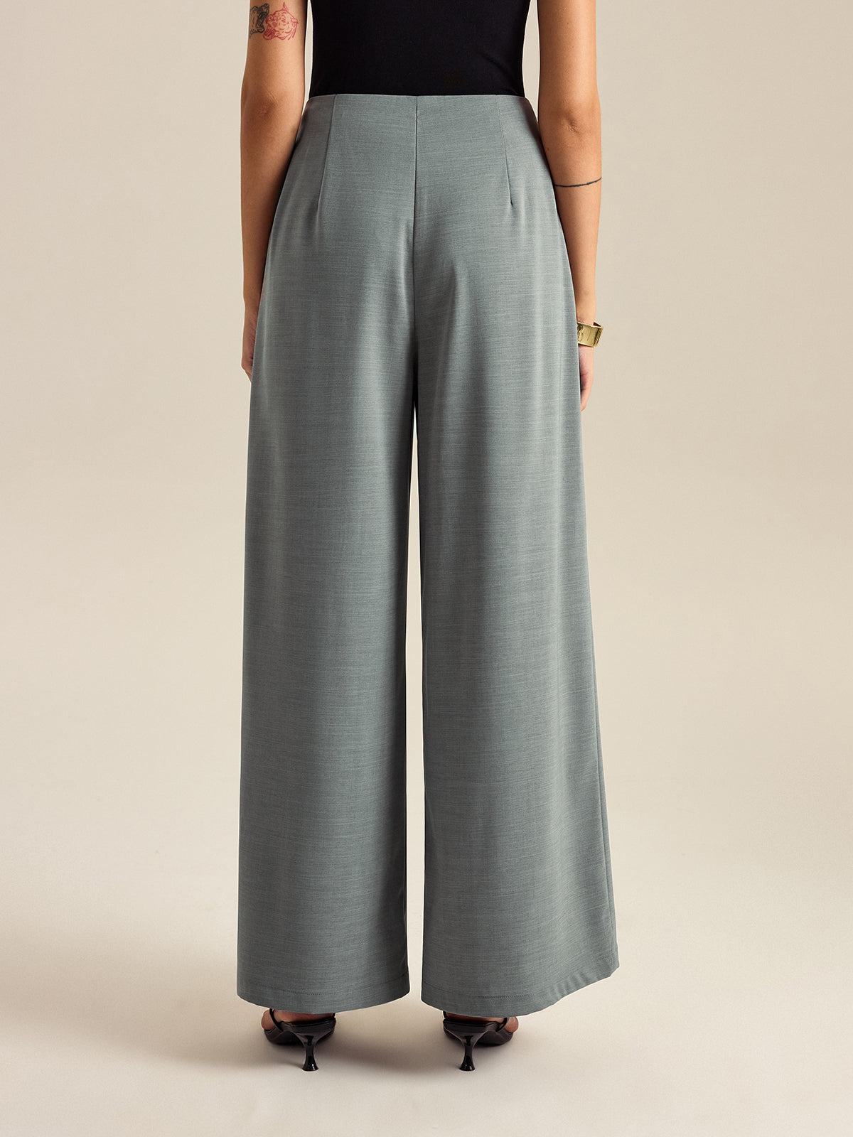 Pleated Wide-Leg Pants