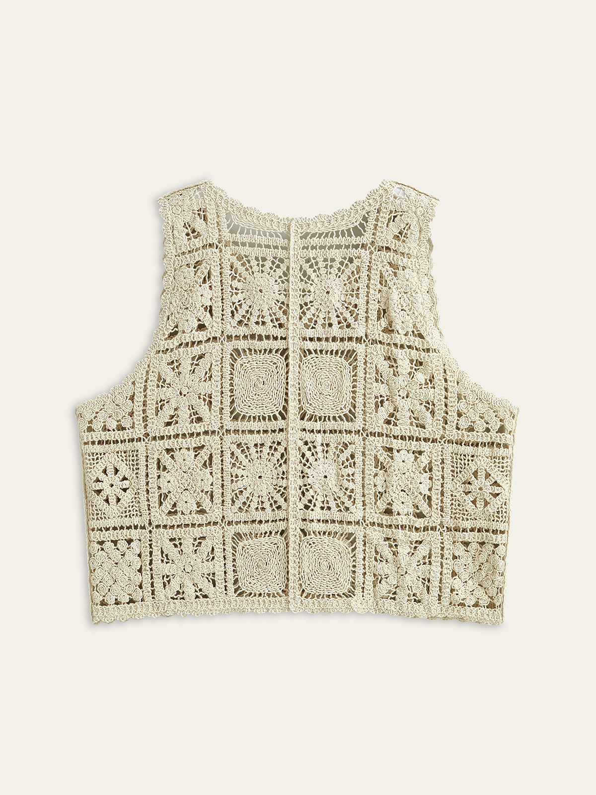 Crochet Knit Vest with Button Front