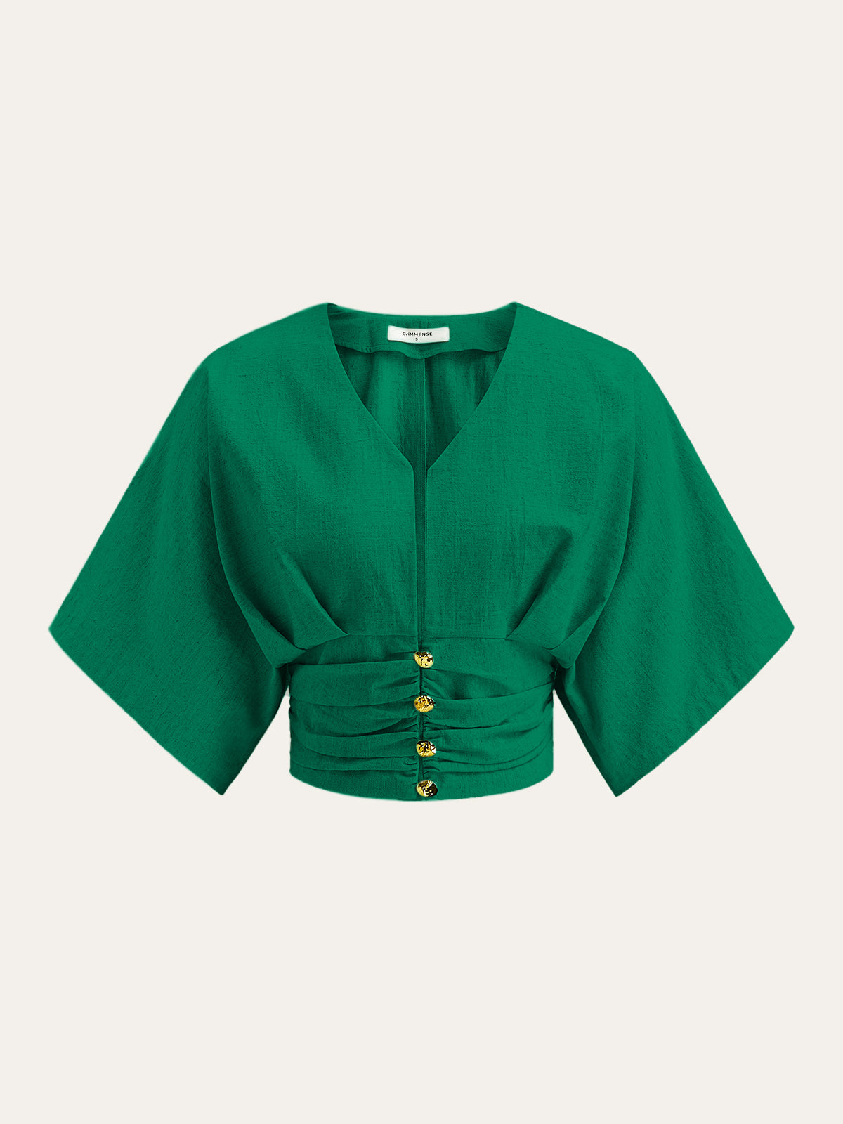 Cotton & Linen Kimono Sleeve Button Top