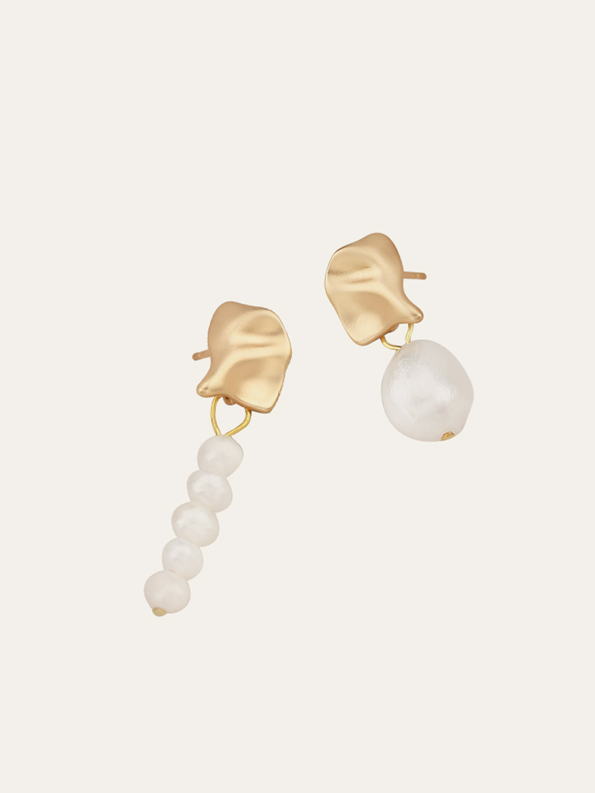 Irregular Metal & Pearl Earrings