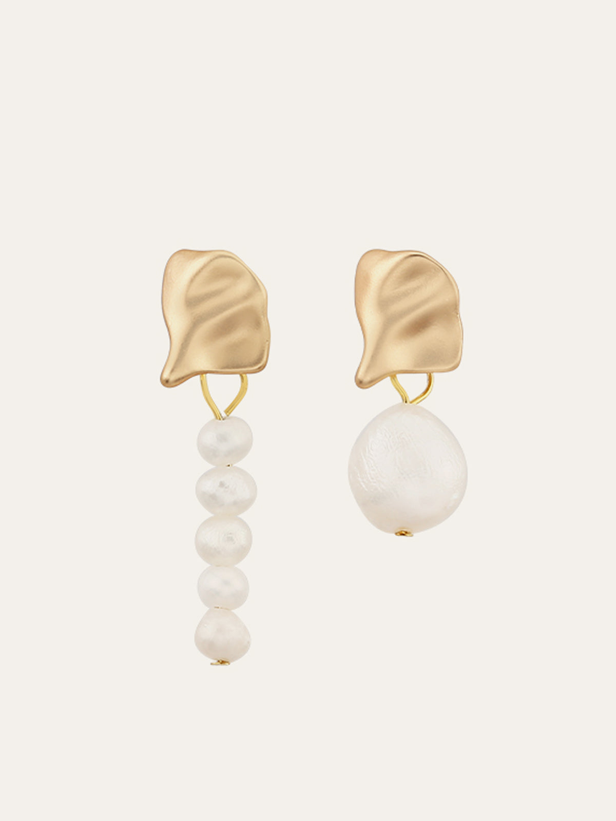 Irregular Metal & Pearl Earrings