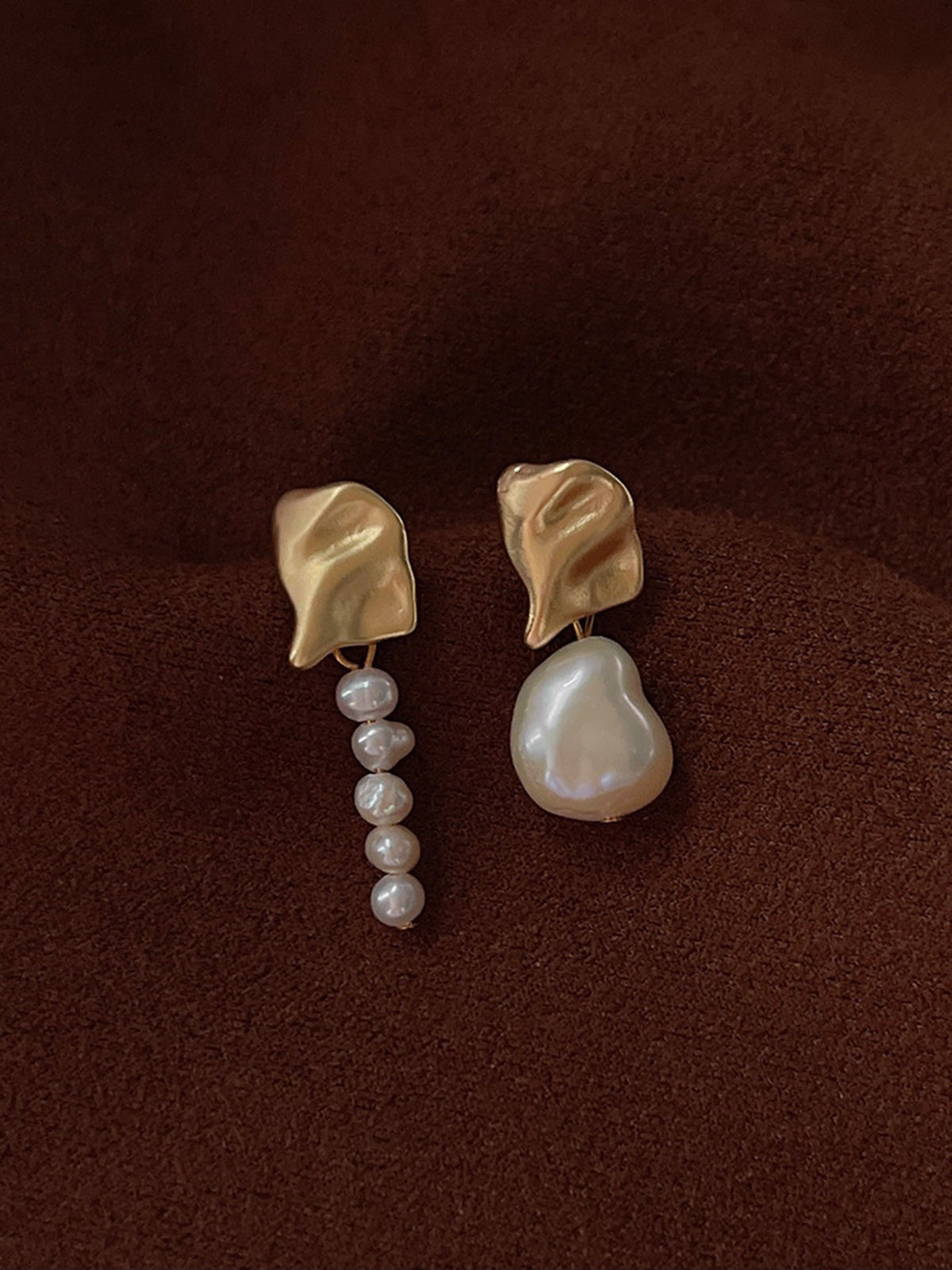 Irregular Metal & Pearl Earrings