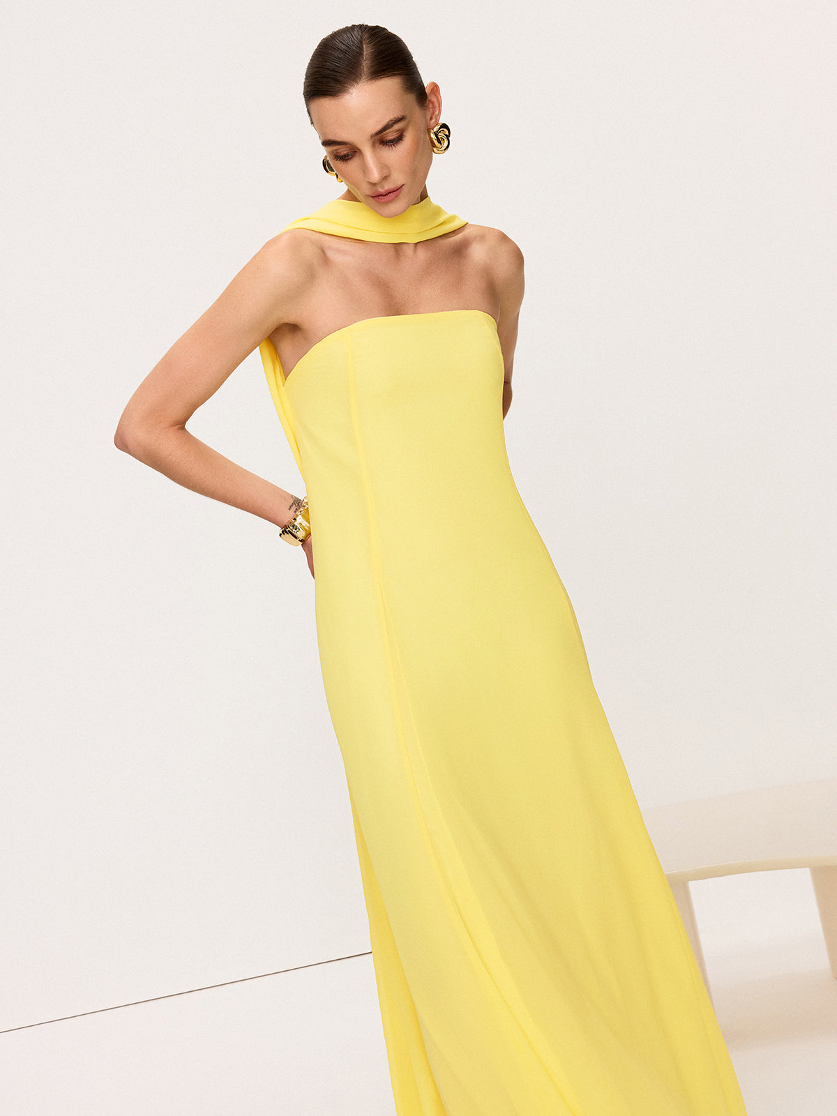Halter Neck Chiffon Maxi Dress