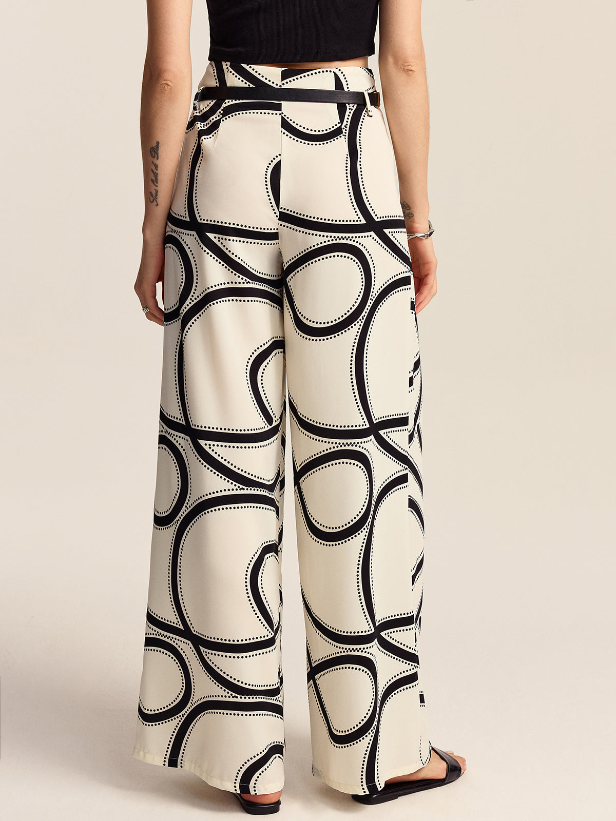 Patterned Wide-Leg Pants